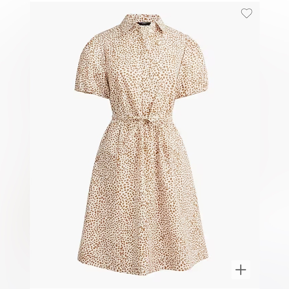 J.Crew Short-sleeve Collared Mini Dress in Ivory Warm Brandy